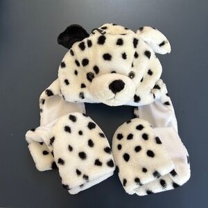 Dalmatian Dog Hat Scarf Hand Warmer All in One